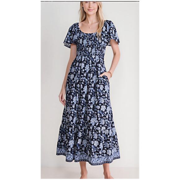 Vineyard Vines Dresses & Skirts - Vineyard Vines Women's Plus Size XXL Blue Floral Ellen Flutter Sleeve Maxi Dress